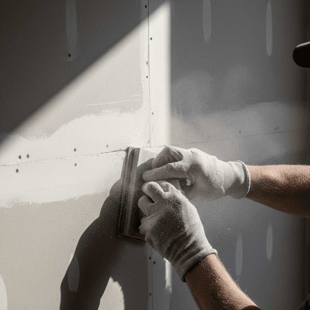 Professional drywall taping and finishing work