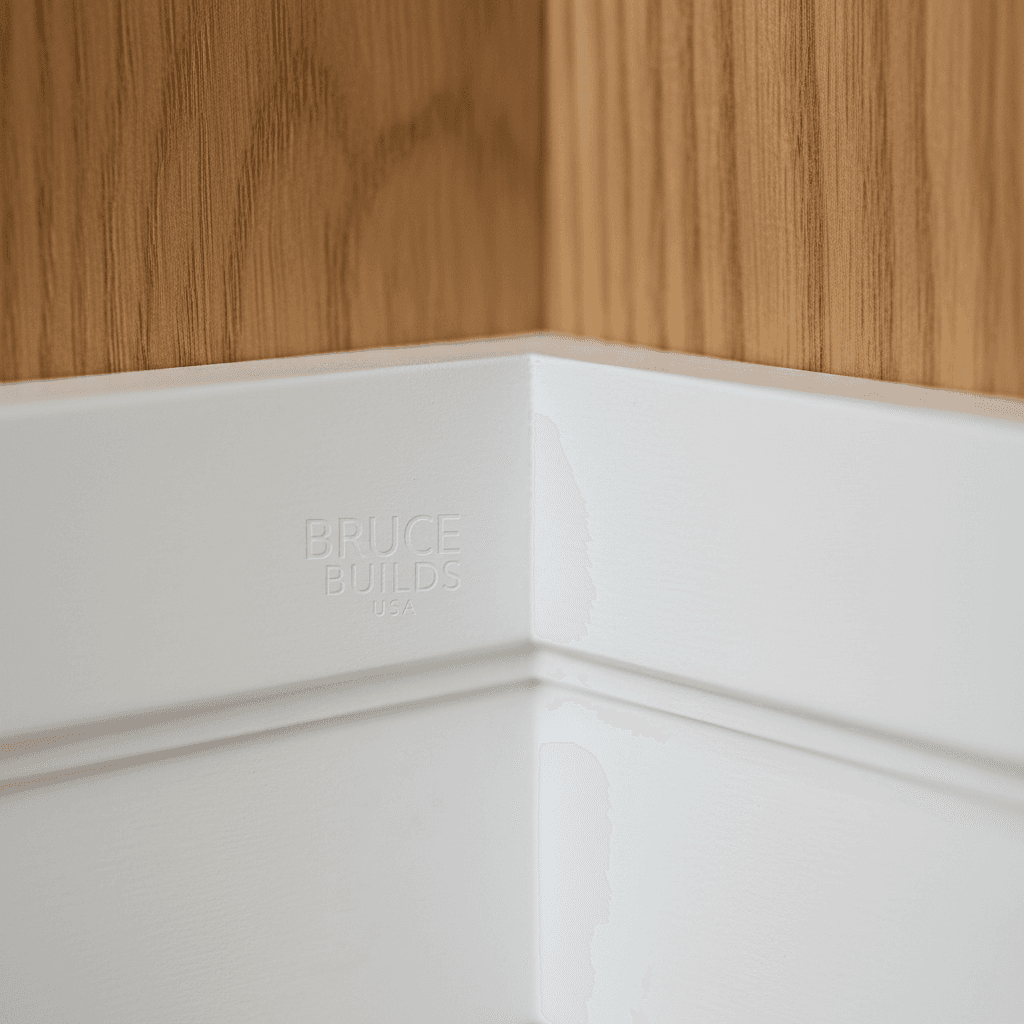 Custom carpentry detail showing precision joinery and professional wood finishing work