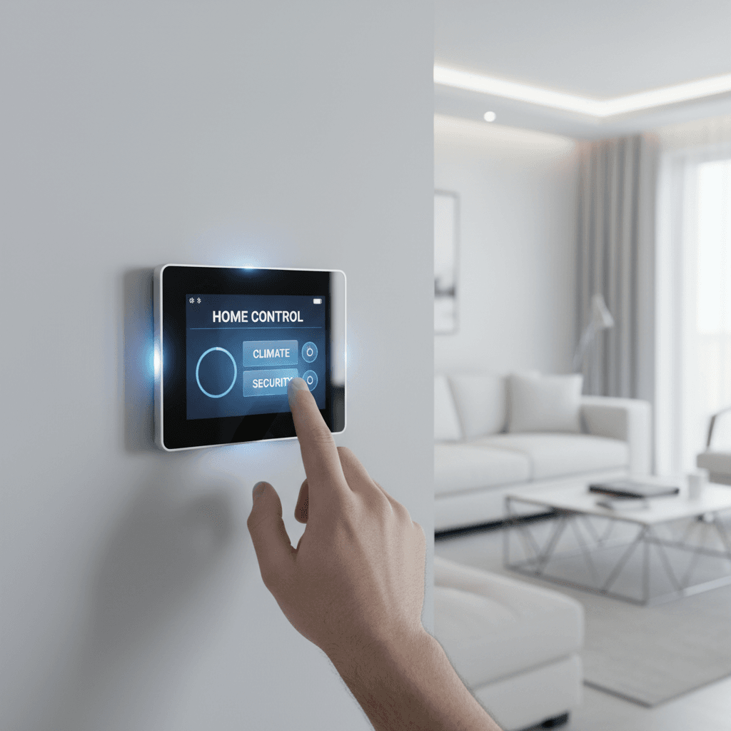 Smart home automation device installed in renovated interior